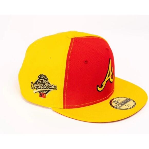 NEW ERA 59FIFTY ATLANTA BRAVES 1995 WORLD SERIES 'WRESTLING‎ PACK' FITTED HAT - Picture 2 of 10